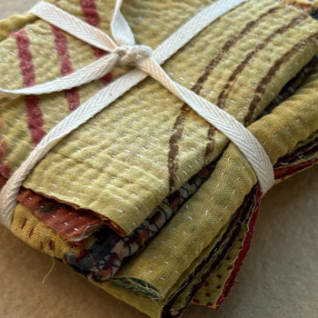 Kantha Stitch Large Scrap Bundle: Harvest 3