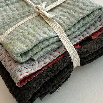 Kantha Stitch Large Scrap Bundle: Sky