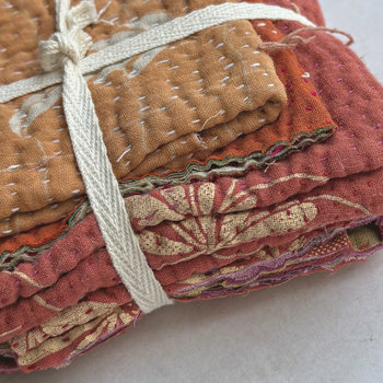 Kantha Stitch Scrap Bundle: Mandarin
