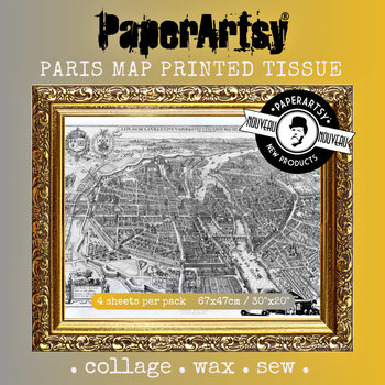 PaperArtsy Printed Tissue Collage Paper: Paris Map