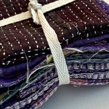 Kantha Stitch Large Scrap Bundle: Purple Haze